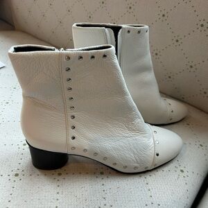 White Studded Ankle Boots - Rebecca Minkoff